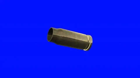 Empty Bullet Shell Rotating on a Blue Screen Background. Used for Shooting Scene Stock Footage 56269184