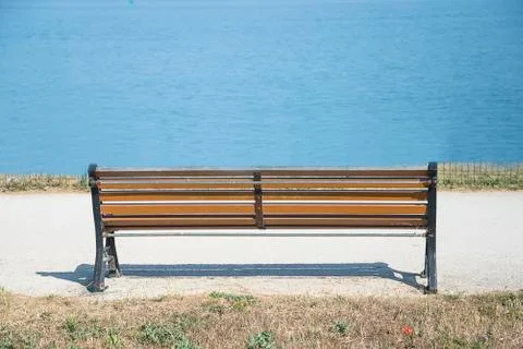Empty bunch in front of the blue sea on sunny day Foto stock