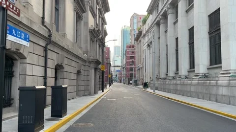 The Empty Bund in Shanghai under lockdown Stock Footage 197409122