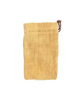 Empty burlap sack bag isolated on white background Stock Photos