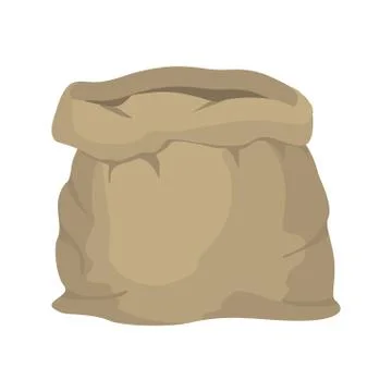 Empty burlap sack. Empty bag. Bag made of cloth. Beige Bag on  white backgrou Stock Illustration