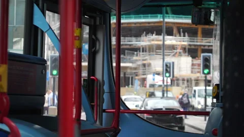 Empty bus during pandemic time in slow motion 60fps Stock Footage 165546178