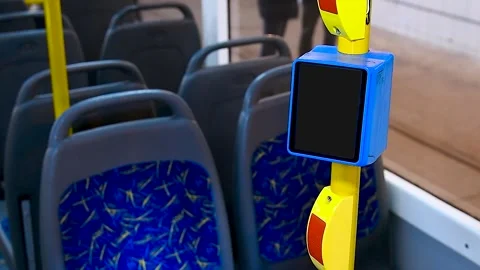 Empty bus interior. Public transport Stock Footage 310045505