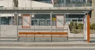Empty Bus Stop During Coronavirus / Covid-19 Pandemic Stock Footage