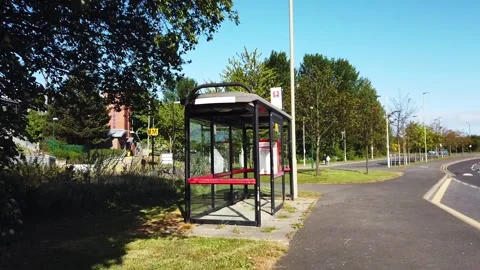 An empty bus stop during Covid-19 pandemic HD Video stock 131840788