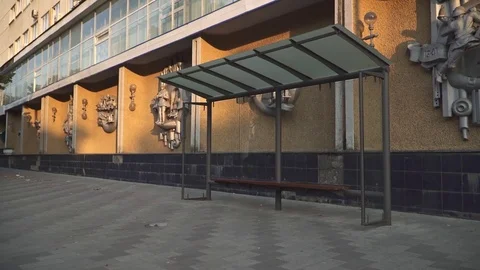 Empty bus stop Stock Footage