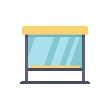 Empty bus stop with glass walls and bench on white background Illustrazione stock