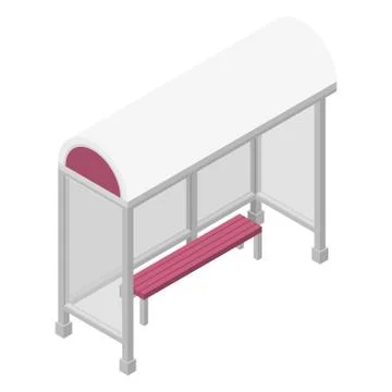 Empty bus stop icon, isometric style Illustrazione stock