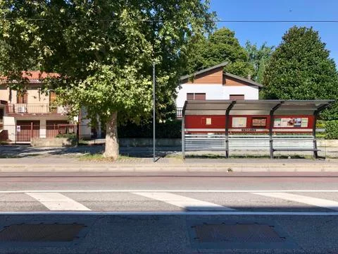 Empty bus stop in Marghera, Venice Stock Photos