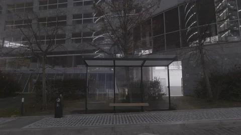 Empty bus stop at night Stock Footage 147629974