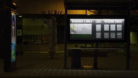 Empty BUS stops, no passengers, night time. Stock Footage 127140618