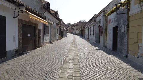 Empty business lines, bazaars, because of the travel ban. Nobody on the stree Stock Footage 128698621