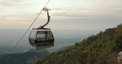 Empty cabin on a cable car. Tirana, Albania - august 23, 2023 Stock Footage 250113414