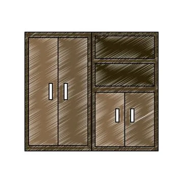 Empty cabinet isolated scribble Stock Illustration