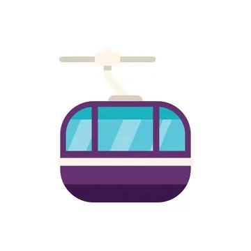 Empty cable car moving up mountain on white background Stock Illustration