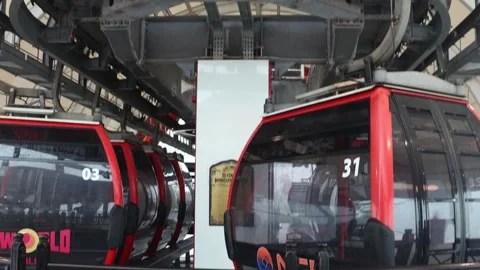 Empty cable car standing at the cable car station Stock Footage 317355515