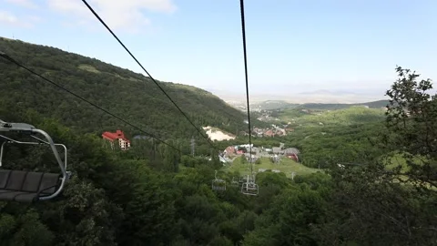 Empty cable car in summer 10 Stock Footage 331168724