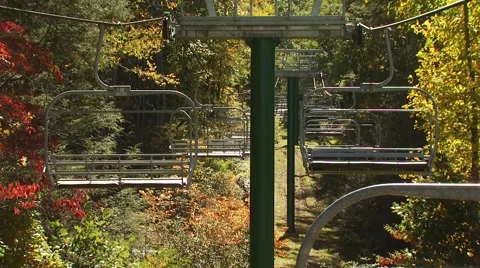 Empty cable cars in forest Stock Footage 54593472