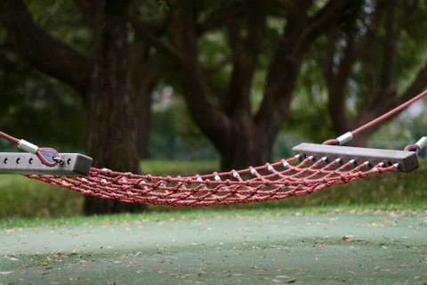 Empty cable hammock in a park Stock Photos