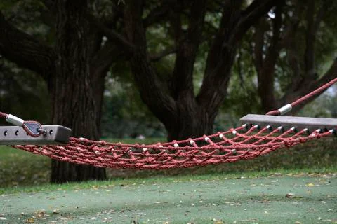 Empty cable hammock in a park Stock Photos