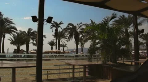 Empty cafe at the beach Stock Footage 10798011