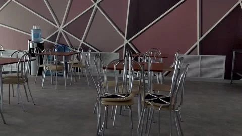 An empty cafe in a classic style. overturned chairs Stock Footage 157329442