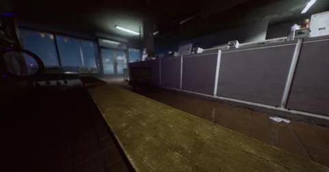 Empty cafe interior with dim lighting and scattered tables in evening hours Stock Illustration