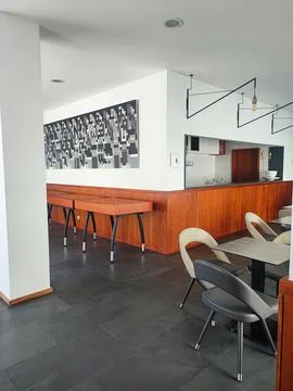 Empty cafe interior for rent. Concept of modern spaces Stock Photos