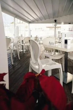 Empty cafe or bar interior, daytime Stock Photos