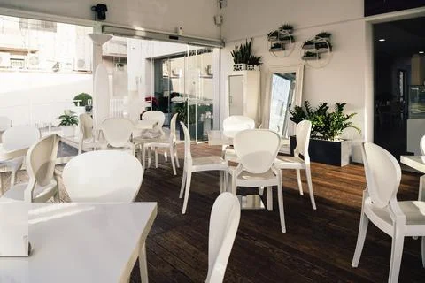 Empty cafe or bar interior, daytime Stock Photos