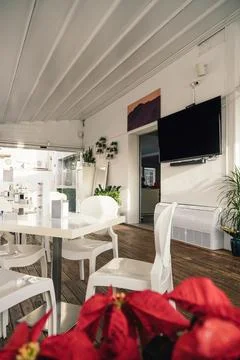 Empty cafe or bar interior, daytime Stock Photos