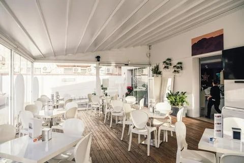 Empty cafe or bar interior, daytime Stock Photos