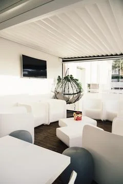 Empty cafe or bar interior, daytime Stock Photos