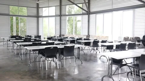 Empty cafeteria during covid pandemic Stock Footage 170587464