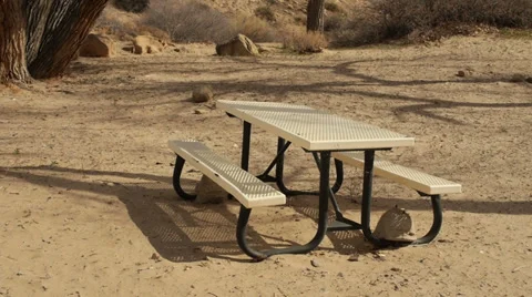 Empty Campground Picnic Table in the Desert at Green River, Utah Stock Footage 36307977