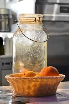 Empty can of freshly squeezed orange juice Stock Photos