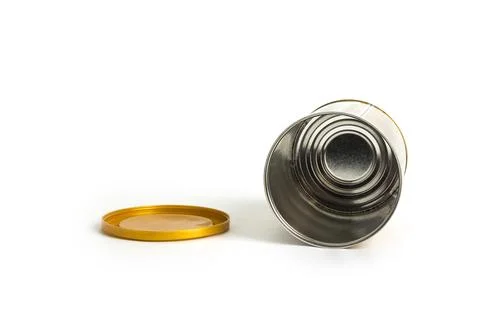Empty can with plastic lid on a white Stock Photos