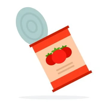 Empty can of tomato sauce flat isolated Stock Illustration