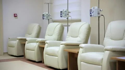 Empty cancer treatment chemotherapy room inside hospital Stock Footage 23343878