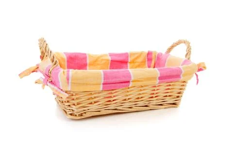 Empty cane bread basket Stock Photos