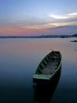 An empty canoe Stock Photos