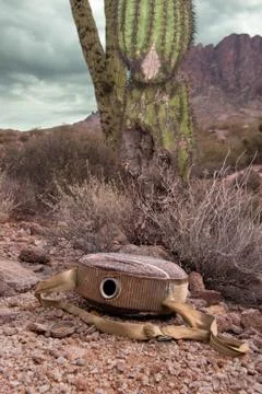 Empty canteen in desert Stock Photos