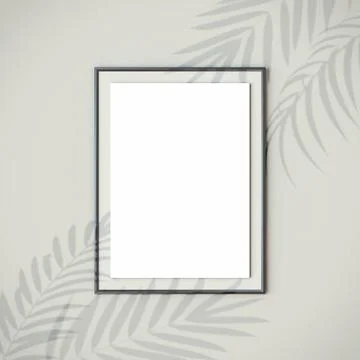 Empty canvas with leaf shadows overlays mock up template 3D Empty canvas w... Stock Photos