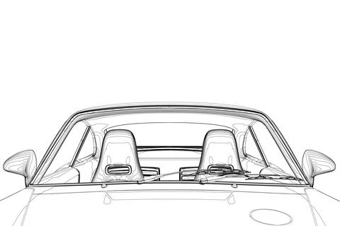Empty car cabin or interior view from windshield, flat vector illustration. Illustrazione stock