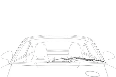 Empty car cabin or interior view from windshield, flat vector illustration. Illustrazione stock