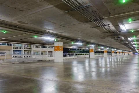 Empty car parking with green light notified, can use as background Foto stock