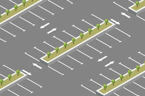 Empty car parking isometric design vector illustration Stock Illustration