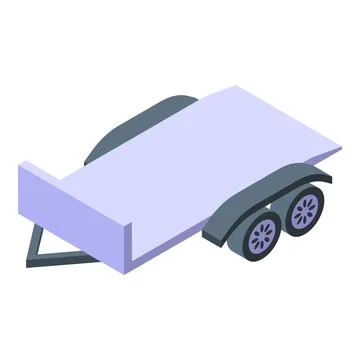 Empty car trailer is ready for loading cargo, isometric view Stock Illustration