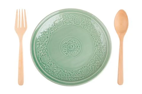 Empty caramic celadon dish Stock Photos
