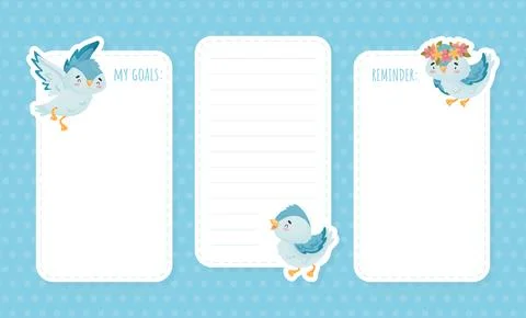 Empty Card with Cute Blue Bird with Wings and Beak Vector Template イラスト素材